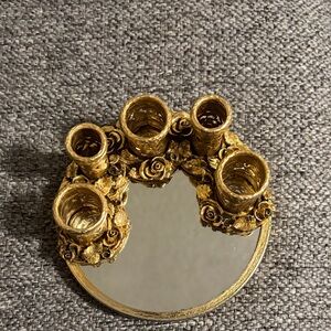Vintage Matson Gold-Tone vanity tray with lipstick holders 5”
